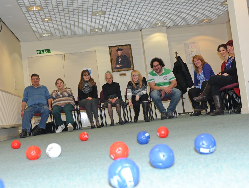 The group enjoying a game of boccia