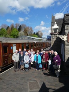 Newport VIP group members awaiting to board the steam train at Bridgnorth Station on the Severn Valley line in May 2018 on their summer outing.