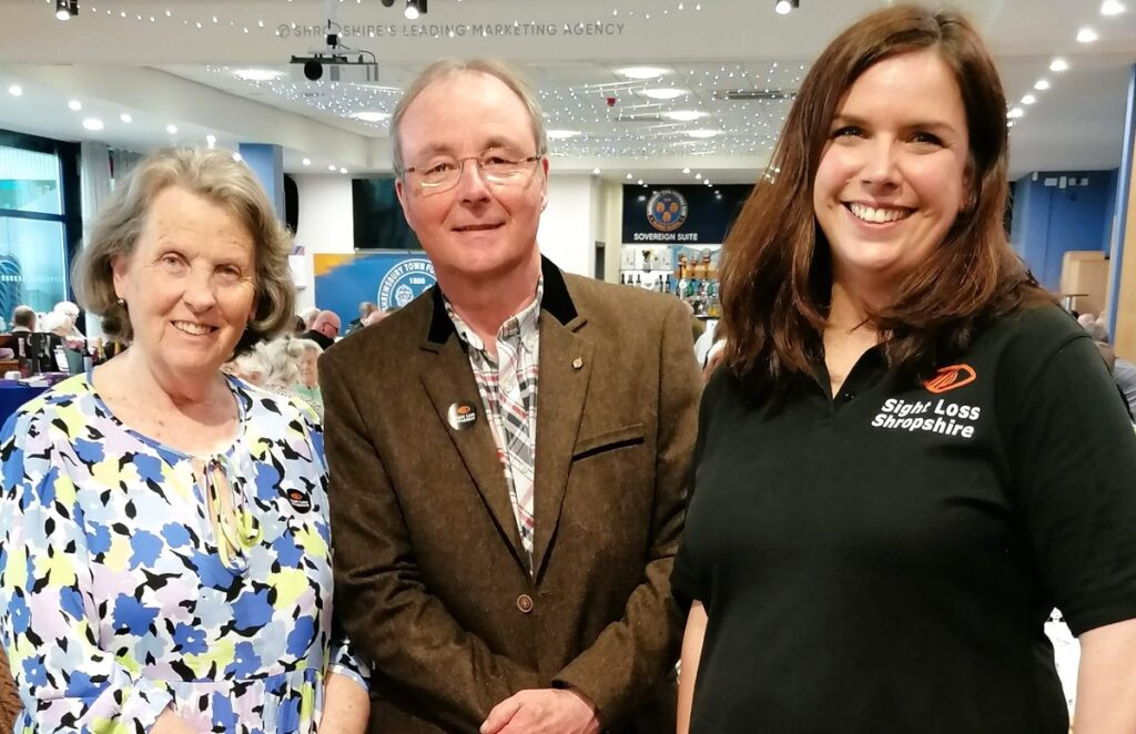 Chair of Trustees Diana Flint (left), Charity Director Arwyn Jones and Sight Loss Shropshire Manager Swan Staar-Slogrove (right) at Sight Loss Shropshire's Spring Day Out